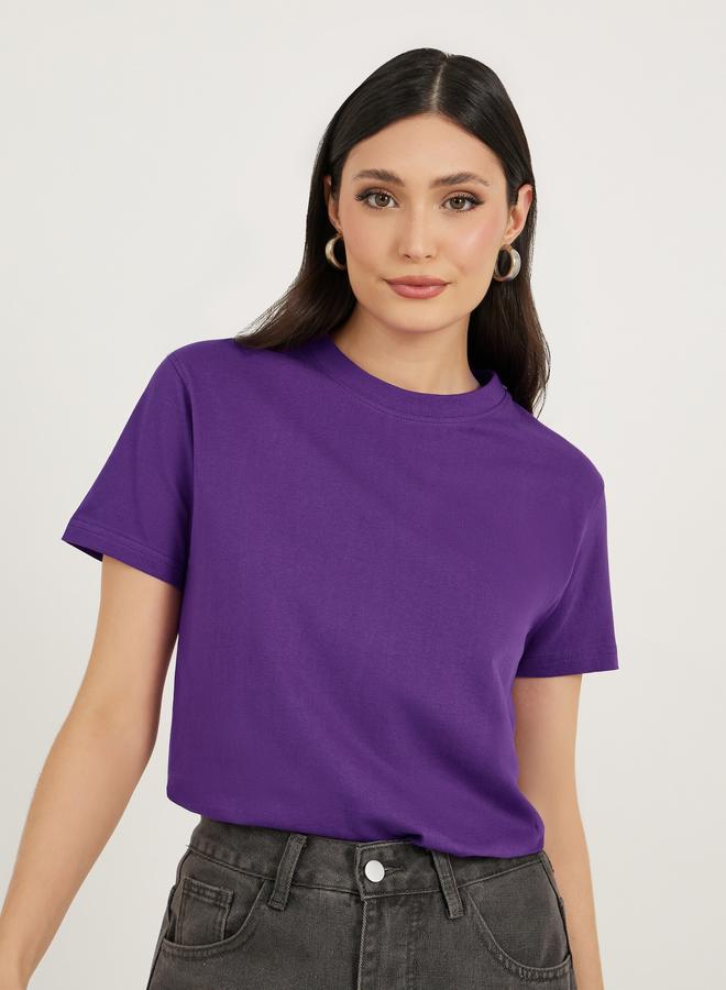 Styli Slogan Print Round Neck Regular Fit T-Shirt - Image 1