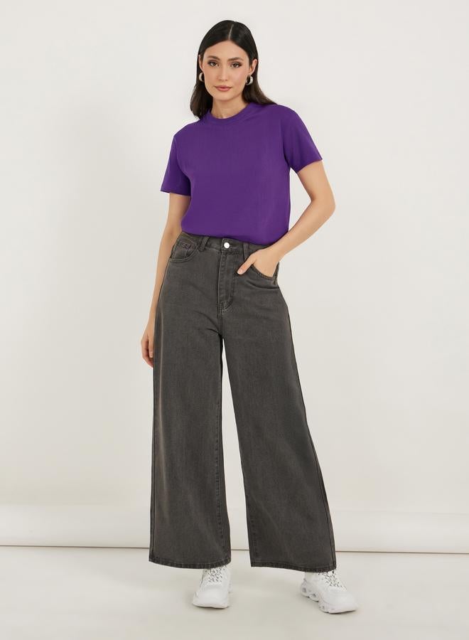 Styli Slogan Print Round Neck Regular Fit T-Shirt - Image 2