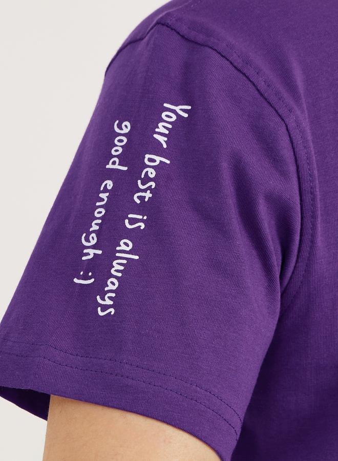 Styli Slogan Print Round Neck Regular Fit T-Shirt - Image 3