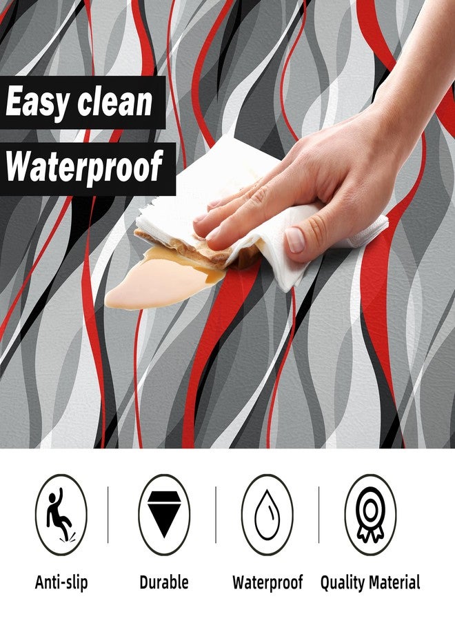 weesire Kitchen Mats for Floor Modern Abstract kitchen rugs Grey and Red Stripe Anti Fatigue Kitchen Mats Waterproof Floor Mats Cushioned Non-Skid Standing Mats for Kitchen, Set of 2,17.3 x 28+17.3 x 47 - Image 4