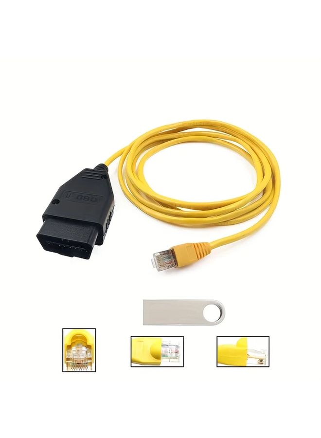 Without CD OBD2 Interface Cable For Vehicle Diagnostics Yellow Black 36V Or Less - Image 1