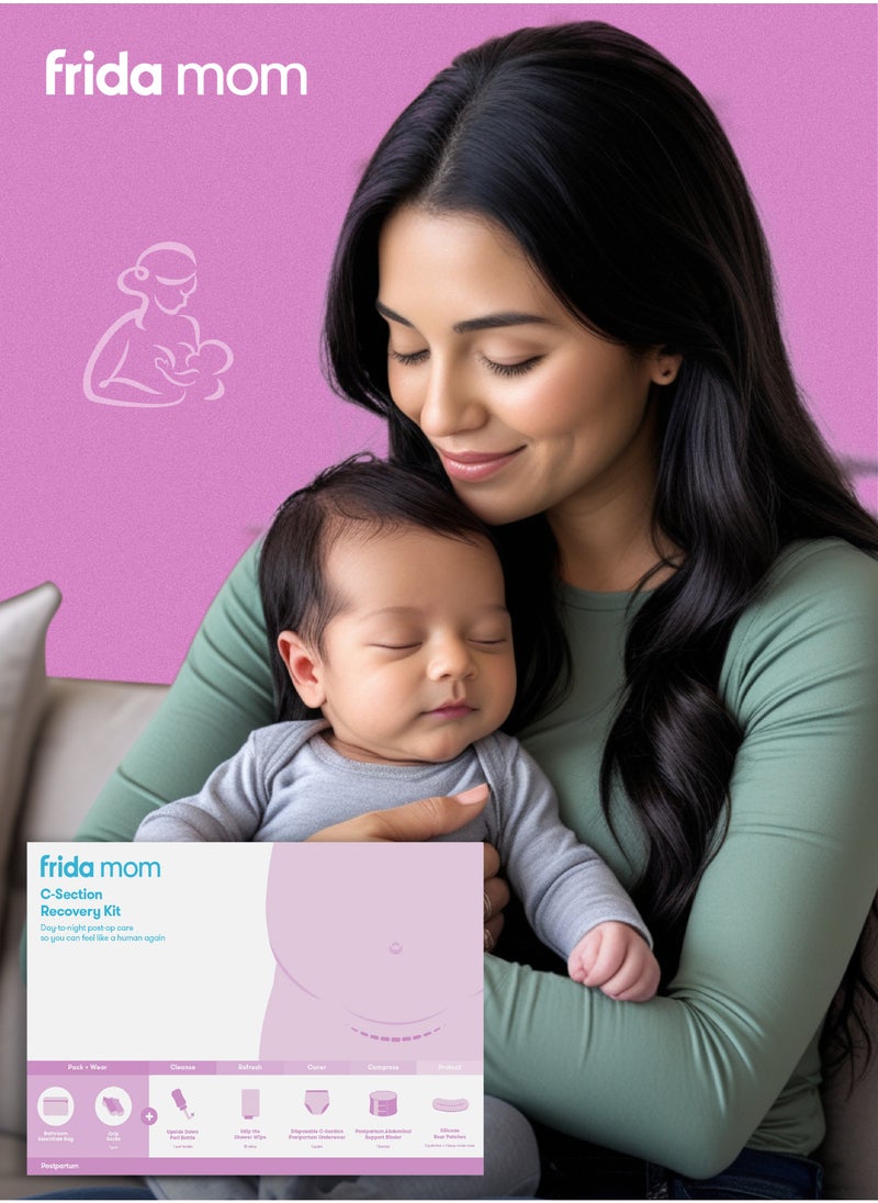frida mom - C-Section Recovery Kit | Postpartum Essentials for Healing & Comfort | Includes Abdominal Binder, Peri Bottle, Disposable Underwear, Shower Wipes & Scar Patches - Image 1