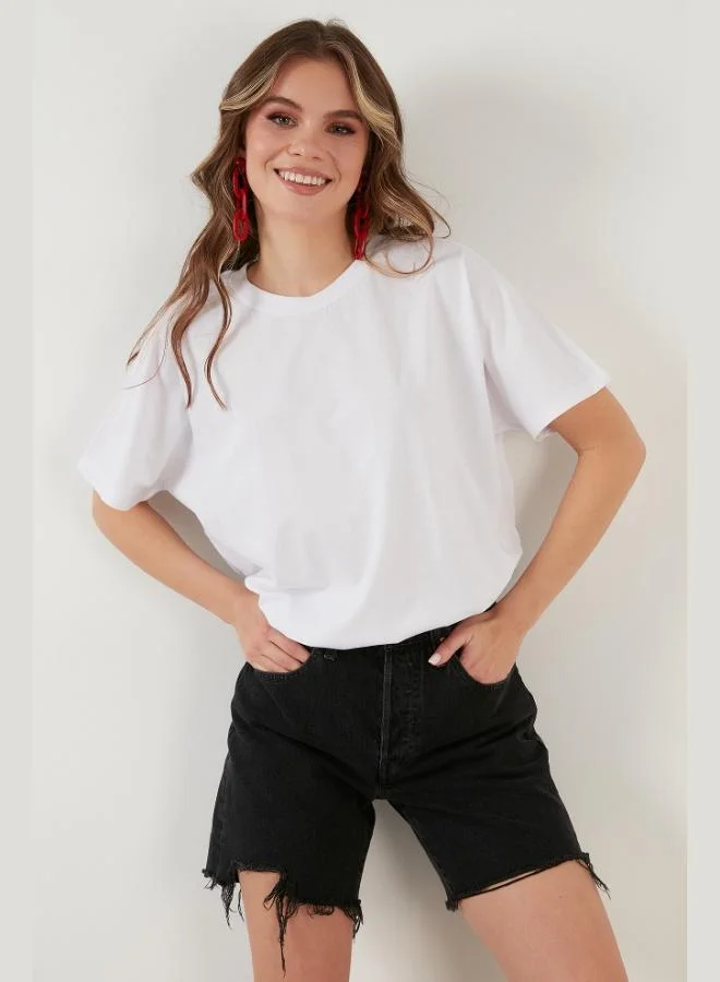 Lela Lela Oversize 100% Cotton Crew Neck Basic T-Shirt Women's T-Shirt 5864489