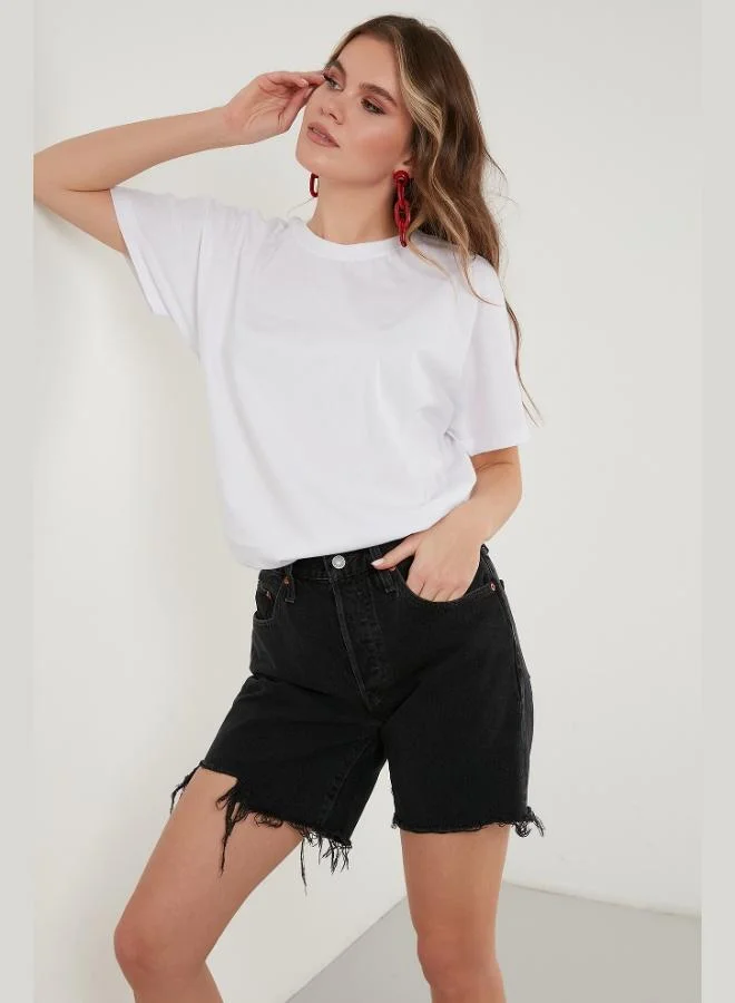 Lela Lela Oversize 100% Cotton Crew Neck Basic T-Shirt Women's T-Shirt 5864489