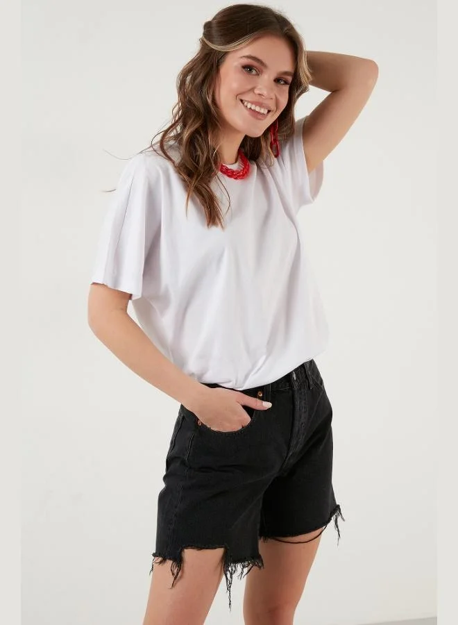 Lela Lela Oversize 100% Cotton Crew Neck Basic T-Shirt Women's T-Shirt 5864489