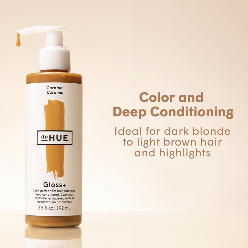 dpHUE Gloss+, Caramel - Conditioning Semi-Permanent Gloss - For Dark Blonde & Light Brown Hair with Golden Tones - Lasts Up to 8 Washes - Vegan, Leaping Bunny Certified - 6.5 oz (8-12 Applications) - Image 2