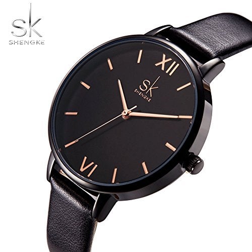 SHENGKE Creative Simplicity Women Watch Genuine Leather Elegant Women Watches Ladies Business Wristwatch(Black) - Image 3