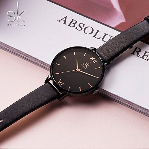 SHENGKE Creative Simplicity Women Watch Genuine Leather Elegant Women Watches Ladies Business Wristwatch(Black) - Image 5