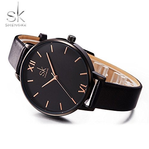 SHENGKE Creative Simplicity Women Watch Genuine Leather Elegant Women Watches Ladies Business Wristwatch(Black) - Image 2