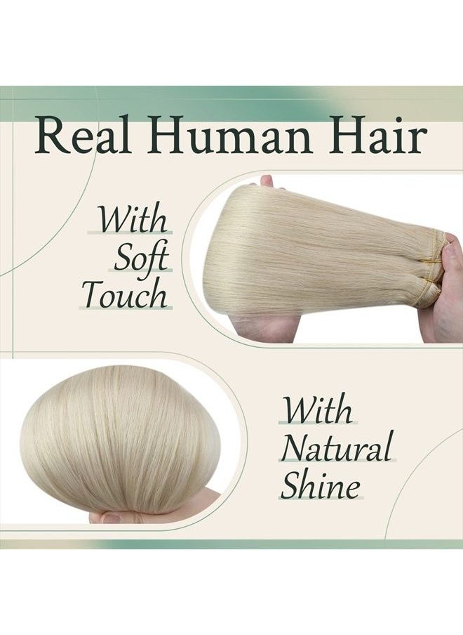 Sunny Hair Sunny Blonde Clip in Hair Extensions Real Human Hair Clip in Blonde Remy Hair Extensions Dyeable #60 Platinum Blonde Hair Extensions Clip in Real Hair White Blonde 120g 16inch  - Image 3