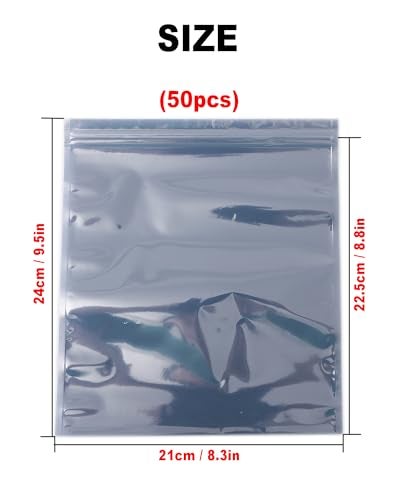 LJY ESD Large Anti-Static Resealable Bags for Electronics - Perfect for Motherboards,Hard Drives Antistatic Bag,Resealable Zipper Bag for SSD HDD 2.5 Laptop Hard Drive 50 Pcs 9.5" x 8.3"Zipper - Image 2