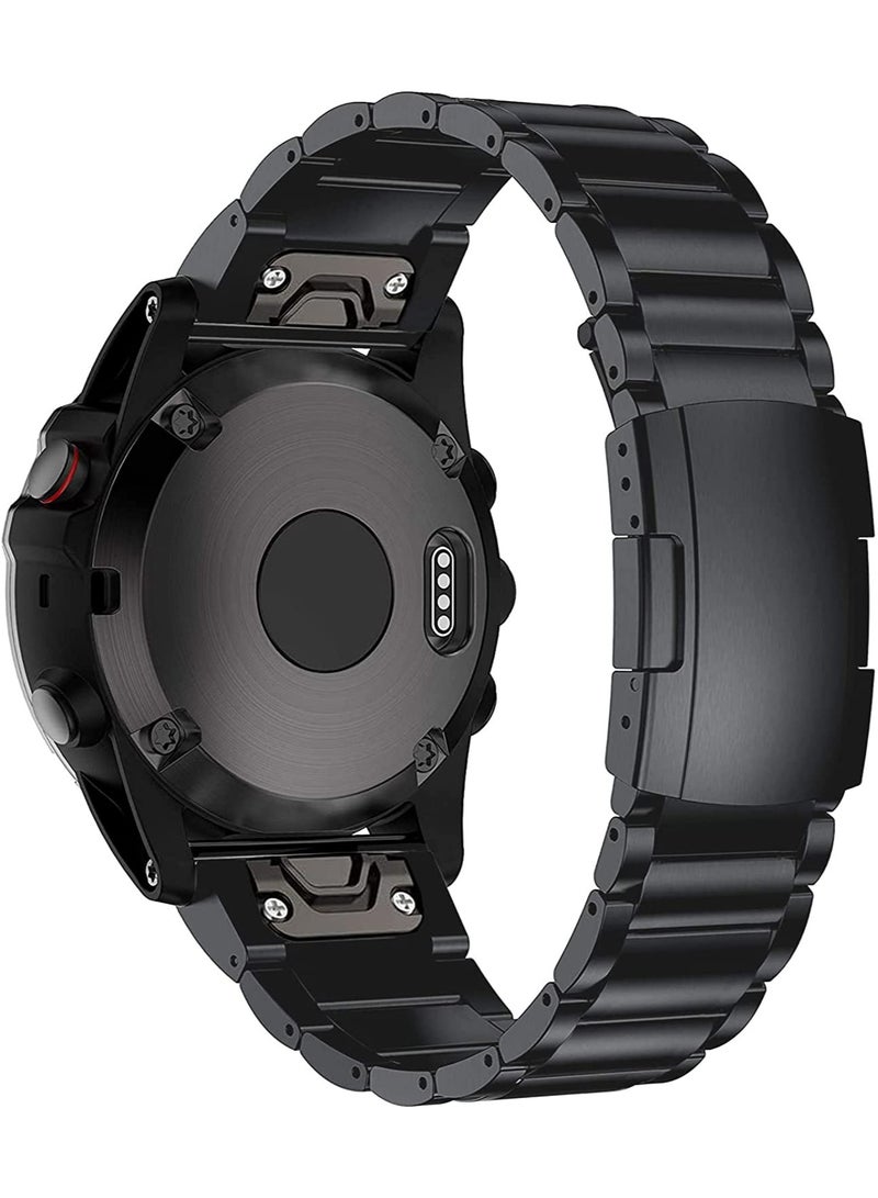 Watch Band for Garmin Fenix 7X 6X 5X Plus 26mm Titanium Metal Quick Release Easy Fit Watch Bands with Double on Clasp for Garmin Fenix 7X 6X Pro 5X 5X Plus Smartwatch - Image 1