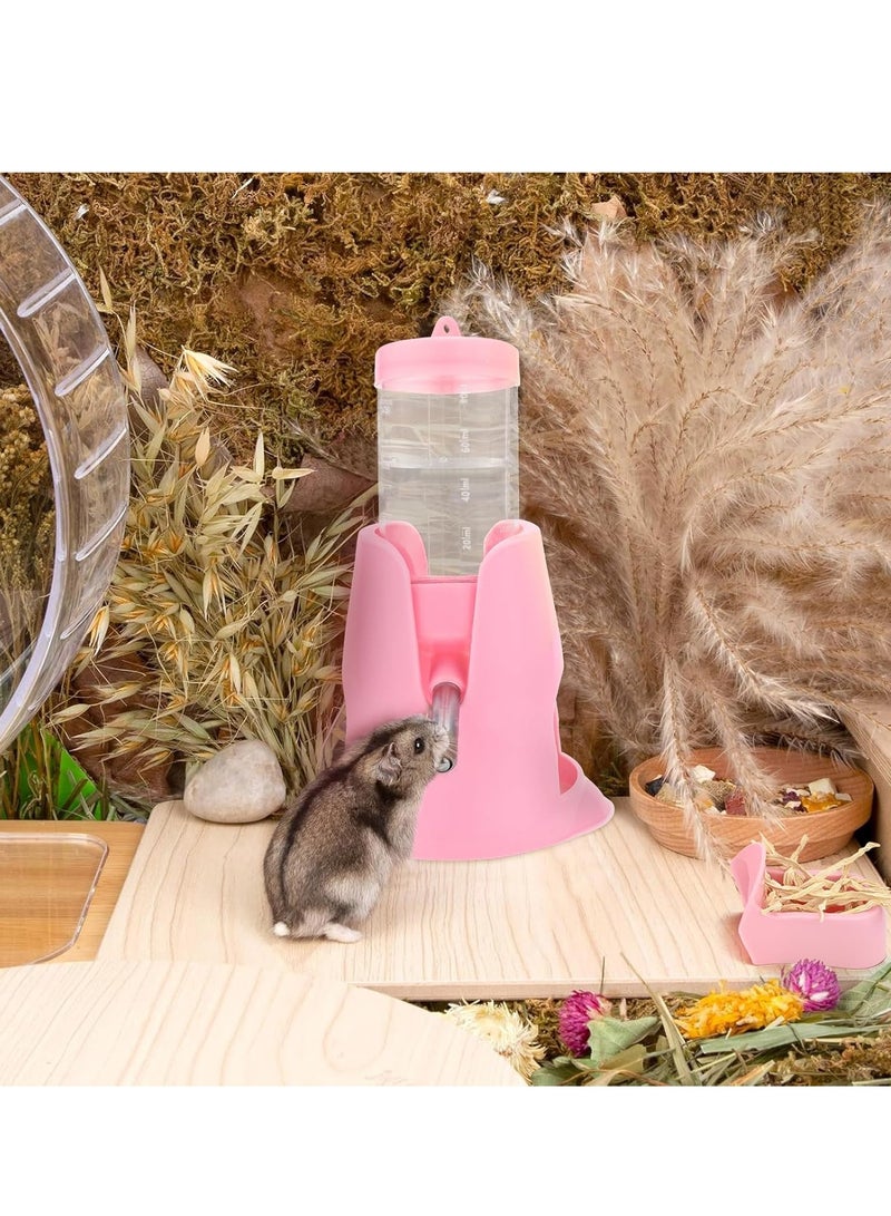 3 in 1 Hamster Water Bottle Small Animal Water Bottle with Food Container Base Automatic Bottle Dispenser BPA Free for Small Pet Hamster Chinchilla Squirrel Bunny Small Animals (Blue, 2.7oz With Bottle) - Image 5