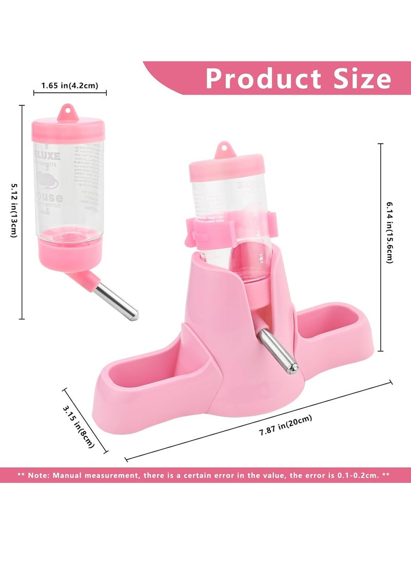 3 in 1 Hamster Water Bottle Small Animal Water Bottle with Food Container Base Automatic Bottle Dispenser BPA Free for Small Pet Hamster Chinchilla Squirrel Bunny Small Animals (Blue, 2.7oz With Bottle) - Image 2