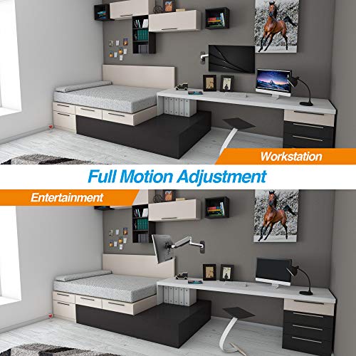 AVLT Single Extended 13"-32" Wall Mount - Curved/ Flat Monitor, Full Motion Height Swivel Tilt Rotation Adjustable Arm - VESA/Cable Management - Image 4