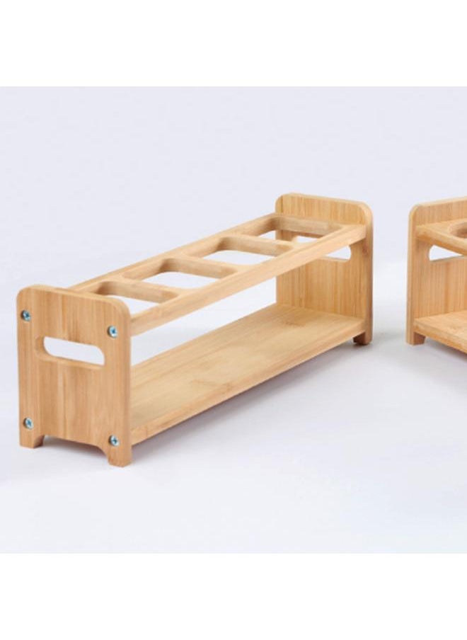 Thoraya Seasoning Storage Stand Bamboo Wood 4 Holes Multifunctional Anti Slip Space Saving Oil Bottle Rack Kitchen Supplies Square Slots  - Image 3