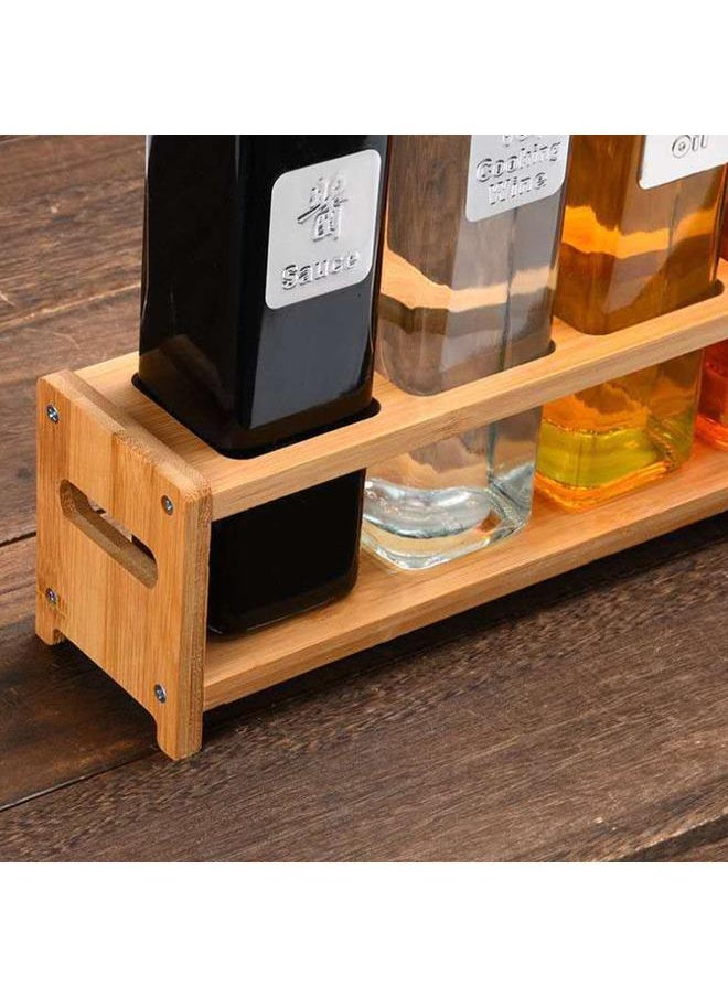 Thoraya Seasoning Storage Stand Bamboo Wood 4 Holes Multifunctional Anti Slip Space Saving Oil Bottle Rack Kitchen Supplies Square Slots  - Image 2