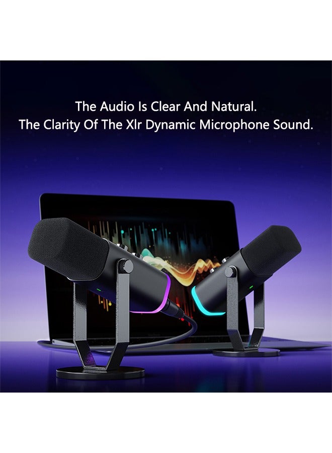 Dynamic Microphone with RGB Light for Podcast Recording, Gaming, and Streaming - AmpliGame AM8 Mic with Mute on, Headphones Jack, Stand - Ideal for Singing, YouTube Videos, and More. - Image 5