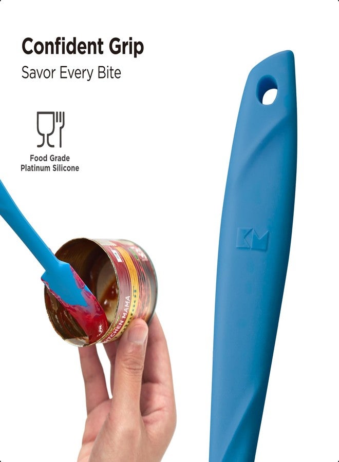 Kitchen Mama WaltzGrip Platinum Silicone Jar and Can Spatula Utensil Set: Heat-Resistant, Nonstick Scraper, Scooping, Perfect for Smoothies, Jam, Cream, Peanut Butter, Dishwasher Cooking Gadget (Blue) - Image 3