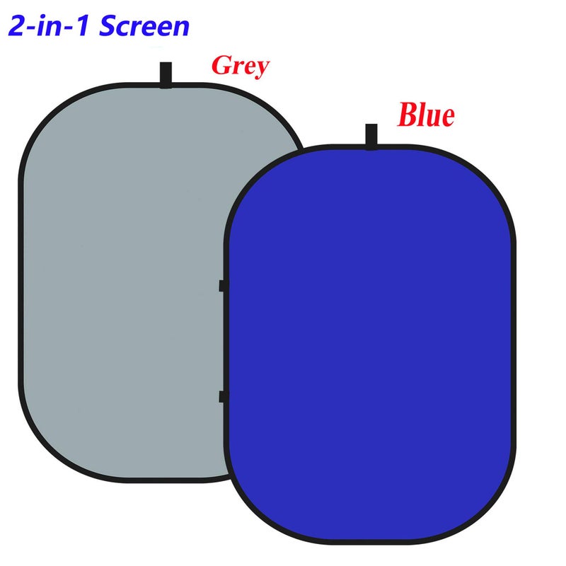 YUOCU 3.3x5ft/1x1.5m Chromakey Blue Grey Backdrop with 6.23ft Stand, 2-in-1 Blue Screen and Grey Screen Collapsible Reversible Pop-Up Background Panel for Photography, Live Streaming, Video Shooting - Image 2