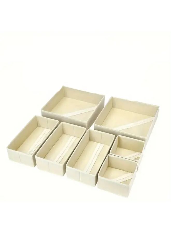 7 Pack Gray Fabric Drawer Organizer Bins for Clothing Socks and Accessories - Image 1
