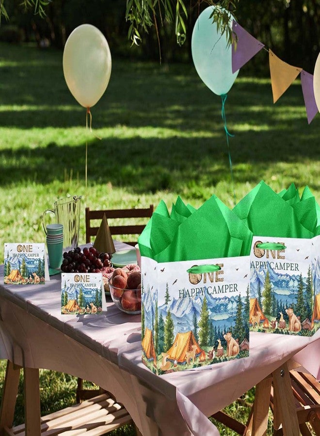RTMISA One Happy Camper Birthday Gift Bag with Tissue Paper and Greeting Card One Year Old Boy Birthday Gifts Wrapping Paper Bag, 1st Bday Boy Present Wrap, First Birth Day Party Decorations Supplies - Image 5