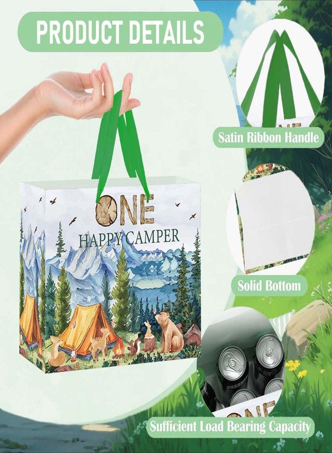 RTMISA One Happy Camper Birthday Gift Bag with Tissue Paper and Greeting Card One Year Old Boy Birthday Gifts Wrapping Paper Bag, 1st Bday Boy Present Wrap, First Birth Day Party Decorations Supplies - Image 3