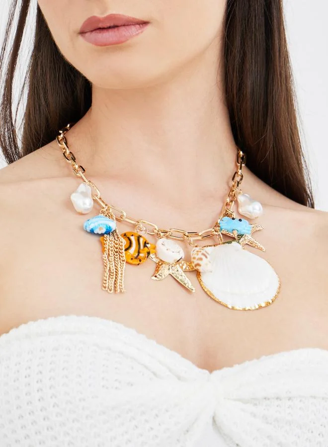 Styli Shell Drop Link Chain Necklace