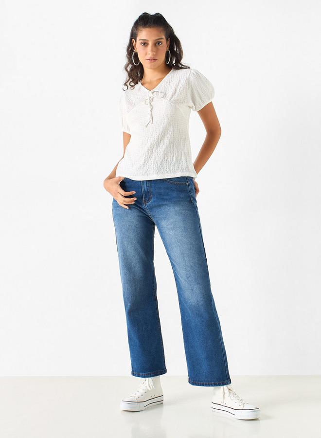 تواكستريمز بنطلون جينز سادة بزر إغلاق وجيوب من تو إكستريمز - Image 2