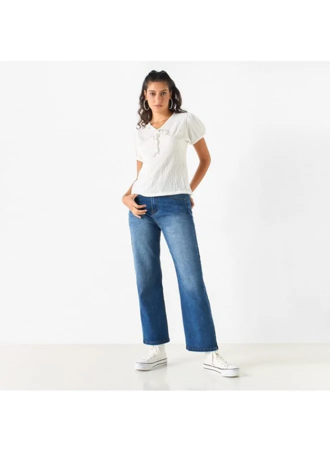 2Xtremz 2Xtremz Solid Jeans with Button Closure and Pockets