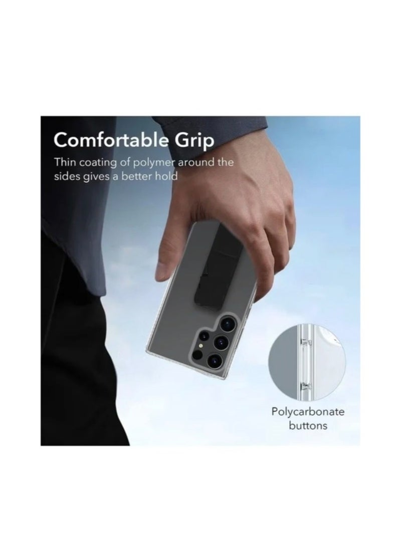 ARMOR Case Cover For Samsung Galaxy S24 Ultra With Magnetic Hand Grip 3 in 1 Clear / Black  - Image 3
