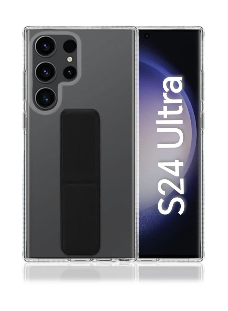 ARMOR Case Cover For Samsung Galaxy S24 Ultra With Magnetic Hand Grip 3 in 1 Clear / Black  - Image 1