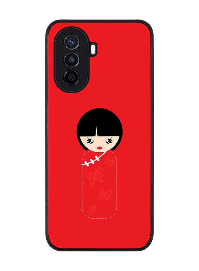 Stylizedd Rugged Black edge case for Huawei Nova Y70  Slim fit Soft Case Flexible Rubber Edges Anti Drop TPU Gel Thin Cover - Chinese Doll - Image 1