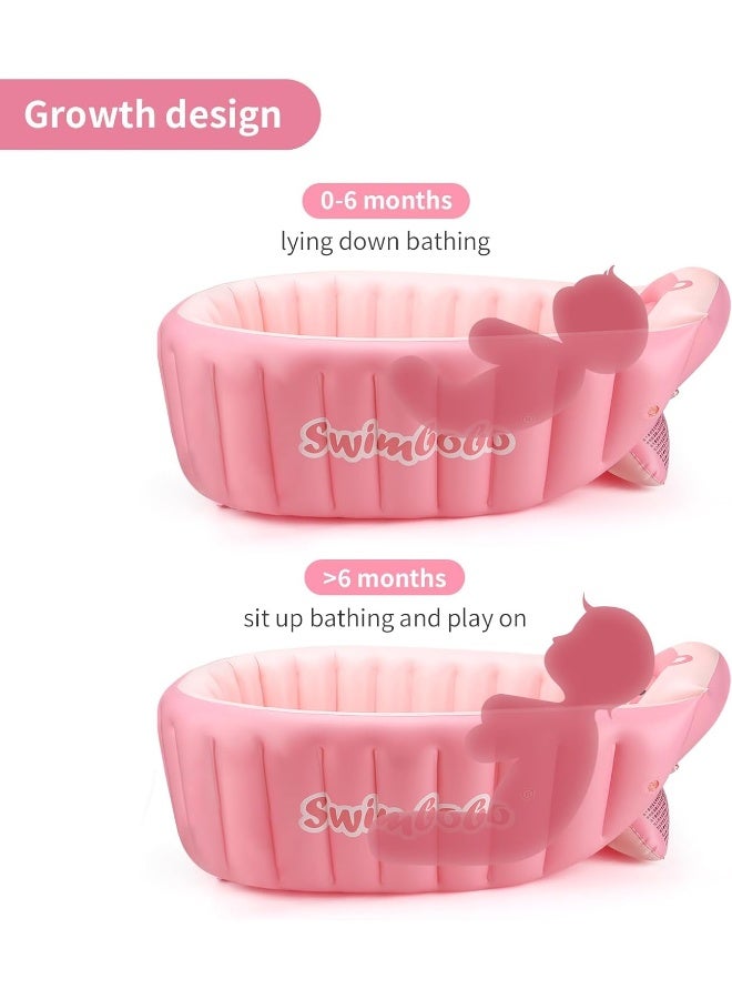 Swimbobo Inflatable Baby Bath Tub Portable Foldable Travel Mini Swimming Pool Helps Infants to Toddler Tub (Pink) - Image 2