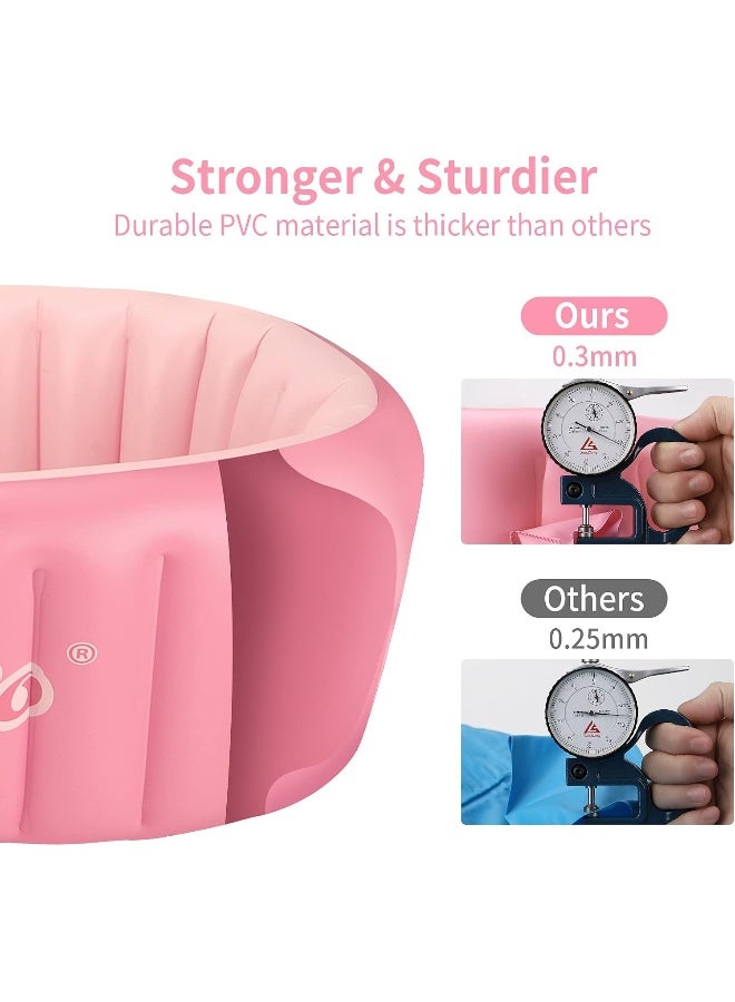Swimbobo Inflatable Baby Bath Tub Portable Foldable Travel Mini Swimming Pool Helps Infants to Toddler Tub (Pink) - Image 3