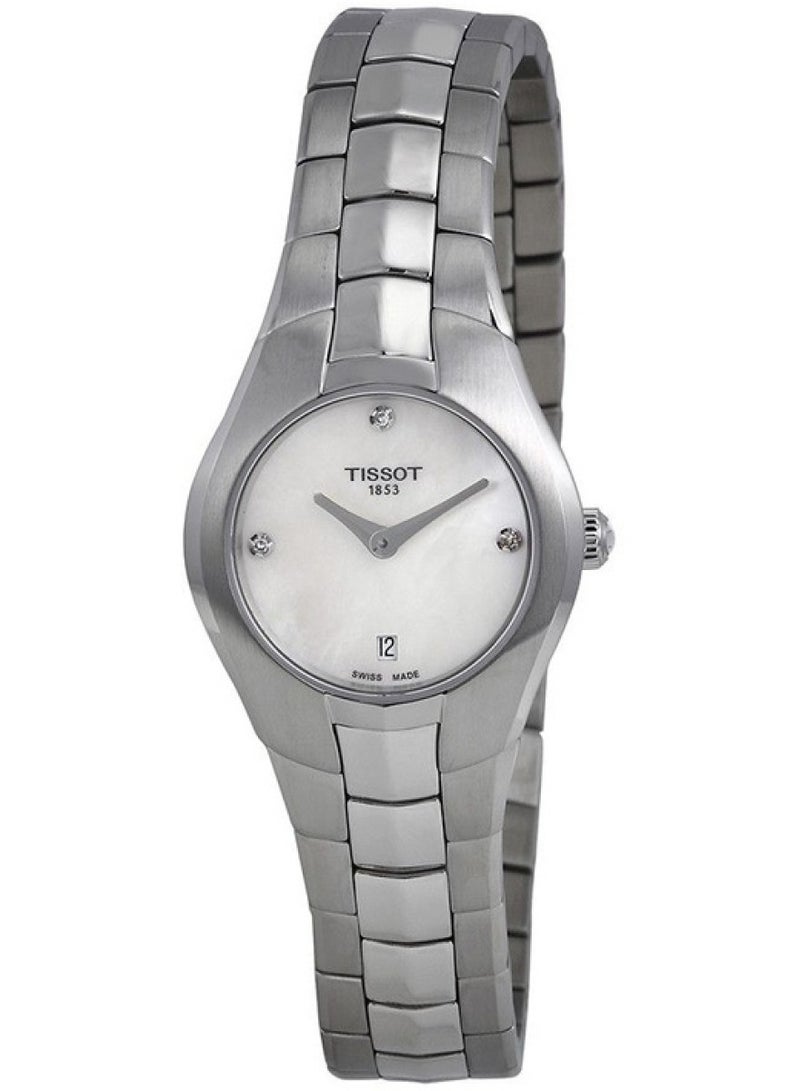 TISSOT T-Round White Dial Diamond Ladies Watch - Image 1
