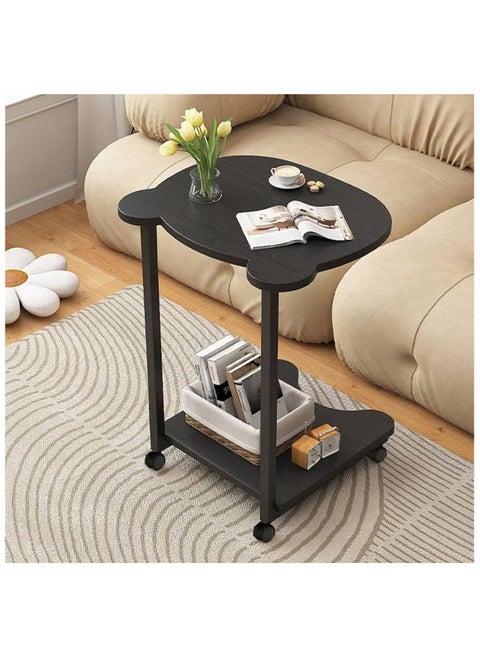 C Shaped End Table, Side Table with Wheels, Small Table for Couch Sofa, Round Coffee Tables, Mobile Standing Desk, Tall Tv Tray Tables for Living Room, Bedroom
