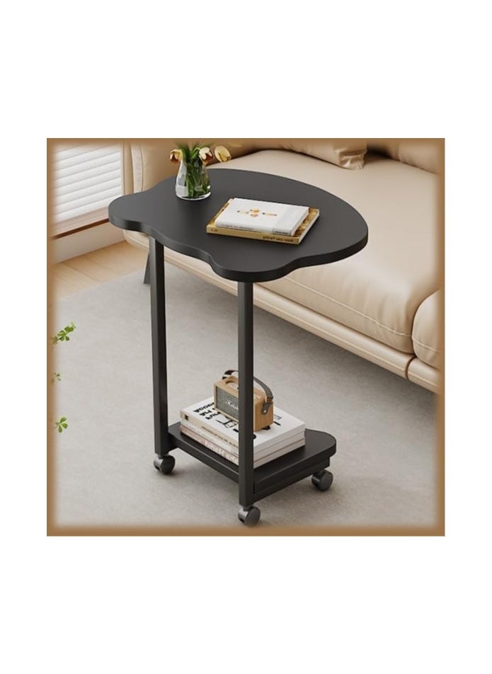 XICEN - C Shaped End Table, Side Table with Wheels, Small Table for Couch Sofa, Round Coffee Tables, Mobile Standing Desk, Tall Tv Tray Tables for Living Room, Bedroom - Image 1