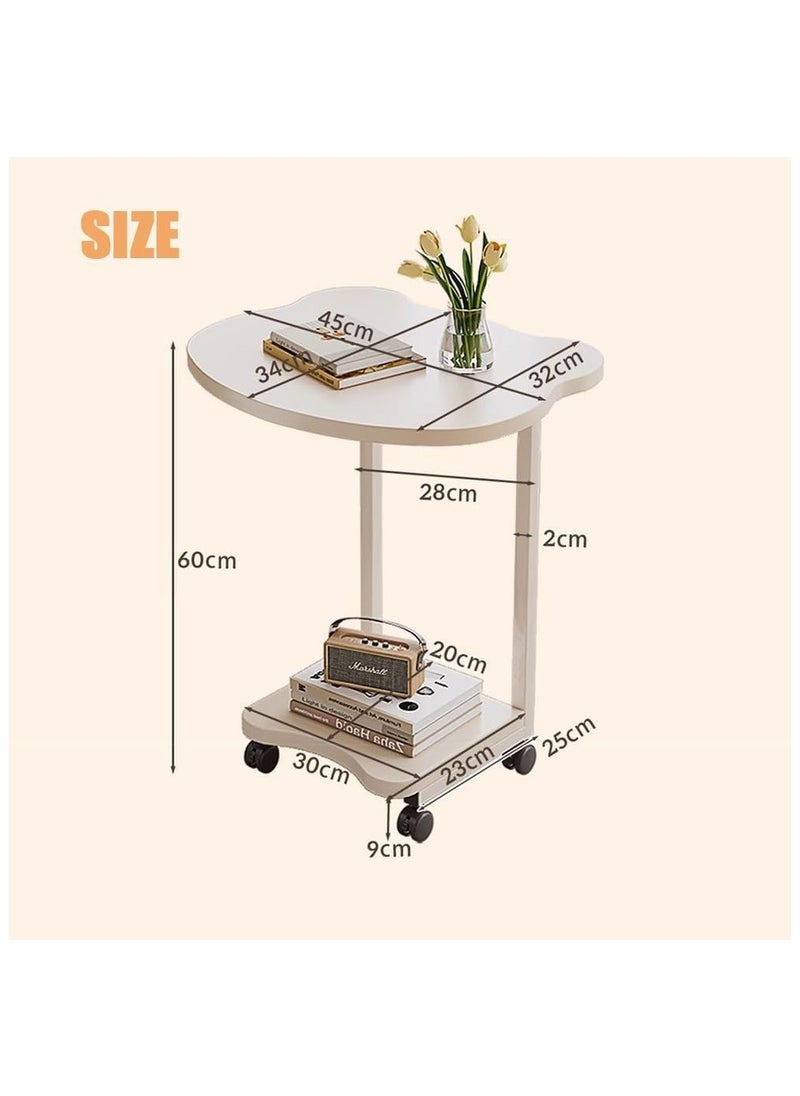 XICEN - C Shaped End Table, Side Table with Wheels, Small Table for Couch Sofa, Round Coffee Tables, Mobile Standing Desk, Tall Tv Tray Tables for Living Room, Bedroom - Image 1