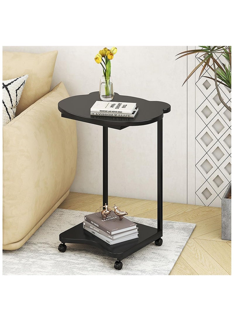 XICEN - C Shaped End Table, Side Table with Wheels, Small Table for Couch Sofa, Round Coffee Tables, Mobile Standing Desk, Tall Tv Tray Tables for Living Room, Bedroom - Image 1
