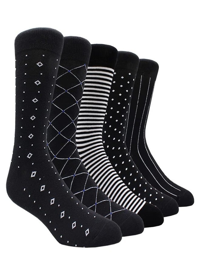 TOEJYJ Mens Fun Dress Socks, Pattern Funny Casual Socks Pack, Colorful Striped Cotton Novelty Socks Size 10-13 (S015) - Image 1