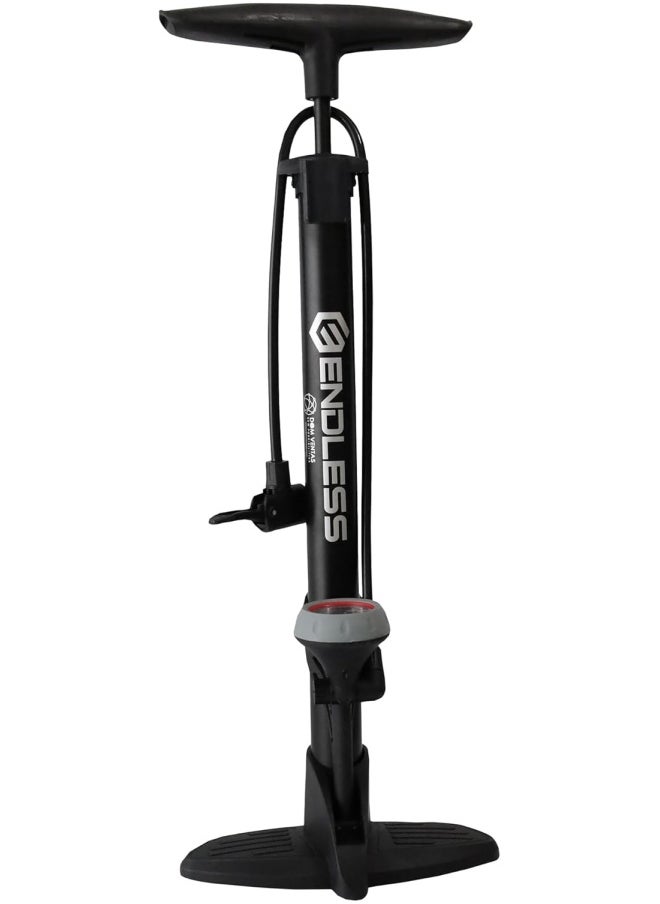 ENDLESS  Endless EL1052 160 PSI Portable Road Bike, Bicycle Floor Hand Air Pump | Black | Material : Alloy Steel | Tire Inflator with Gauge, Rotatable Pipe Knob for Convenience | For All Inflating Purpose  - Image 1