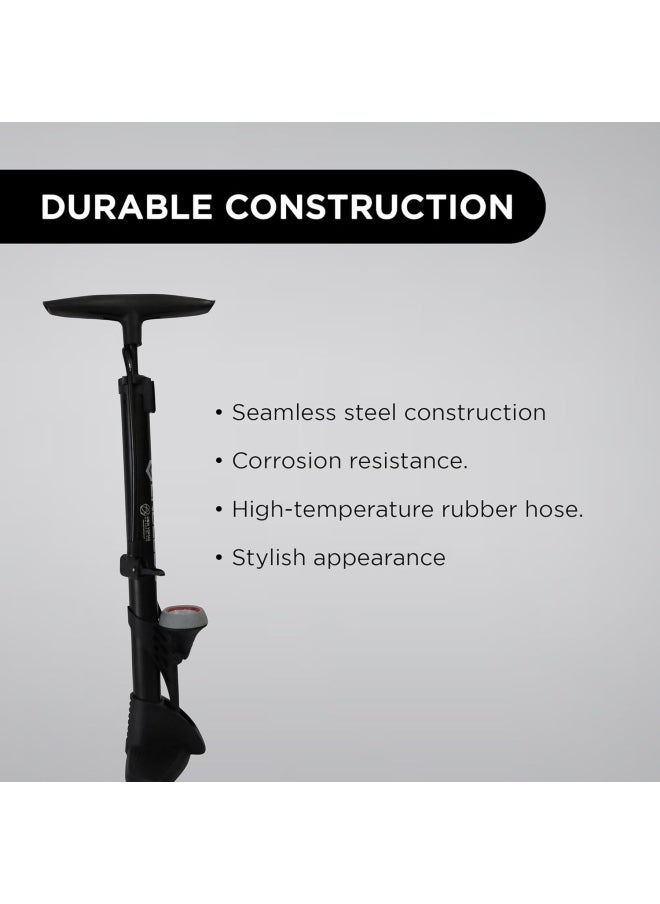ENDLESS  Endless EL1052 160 PSI Portable Road Bike, Bicycle Floor Hand Air Pump | Black | Material : Alloy Steel | Tire Inflator with Gauge, Rotatable Pipe Knob for Convenience | For All Inflating Purpose  - Image 5