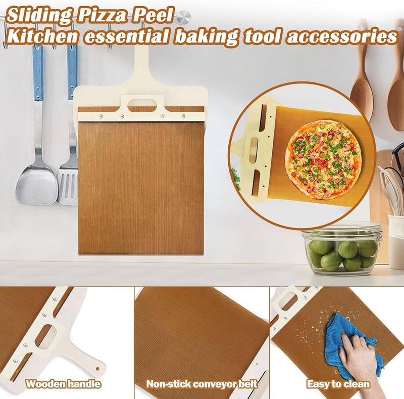 Rexez Sliding Pizza Peel, Pizza Peel, Sliding Pizza Shovel, Pizza Slider for Pizza Perfectly Transfers - Image 5