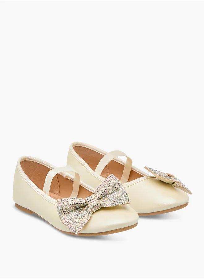 Flora Bella By Shoexpress Girls Bow Embellished Ballerina Shoes with Elasticated Strap