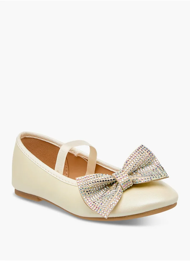 Flora Bella By Shoexpress Girls Bow Embellished Ballerina Shoes with Elasticated Strap