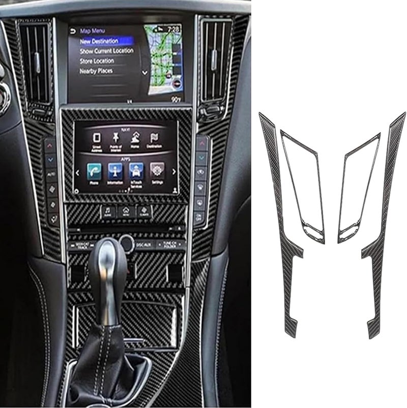 NLQR 11pcs Carbon Fiber Full Interior Set Kit Cover Trim Fit for Infiniti Q50 Q60 2014 2015 2016 2017 2018 2019 - Image 2