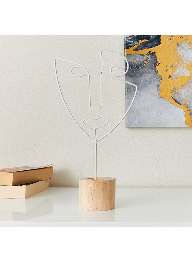 Home Box Eva Metal Candle Holder With Wooden Base 18 x 28 x 8 cm - Image 1