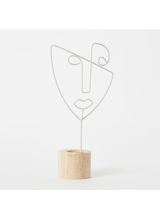 Home Box Eva Metal Candle Holder With Wooden Base 18 x 28 x 8 cm - Image 5