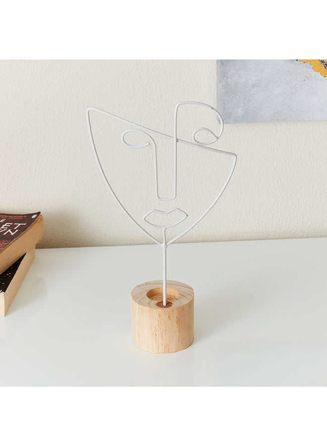 Home Box Eva Metal Candle Holder With Wooden Base 18 x 28 x 8 cm - Image 2